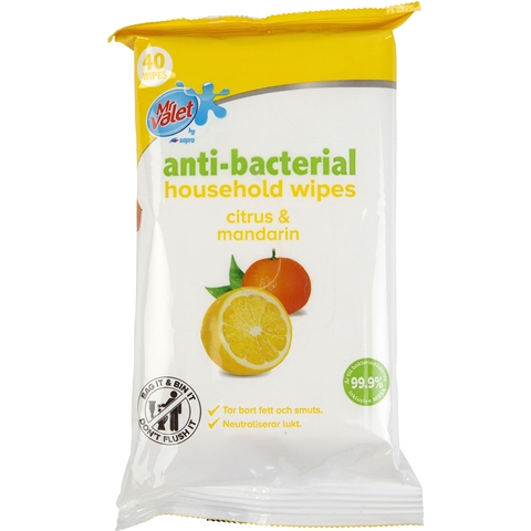 Rengöringsservetter Antibakteriell Citrus & Mandarin